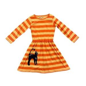 AnnLoren Striped Black Cat Dress 4-5y